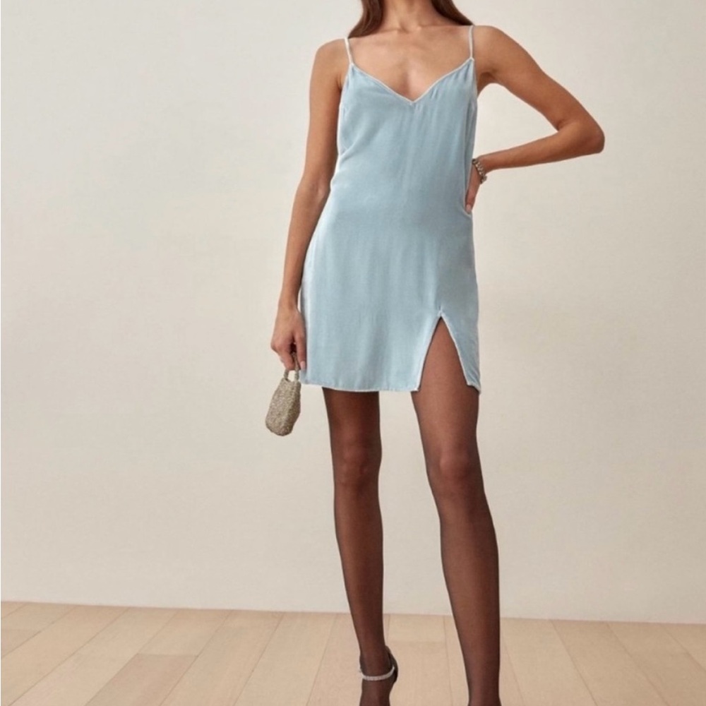 Reformation Lyza Dress Velvet Blue